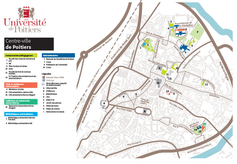 Plan du campus Poitiers centre-ville