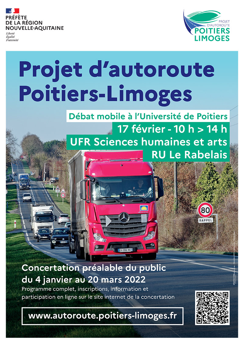 Concertation projet autoroutier Poitiers Limoges - débat mobile à l'université de Poitiers