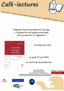 Café-Lecture #59 : "Transmettre les langues minorisées. Entre promotion et rélégation"